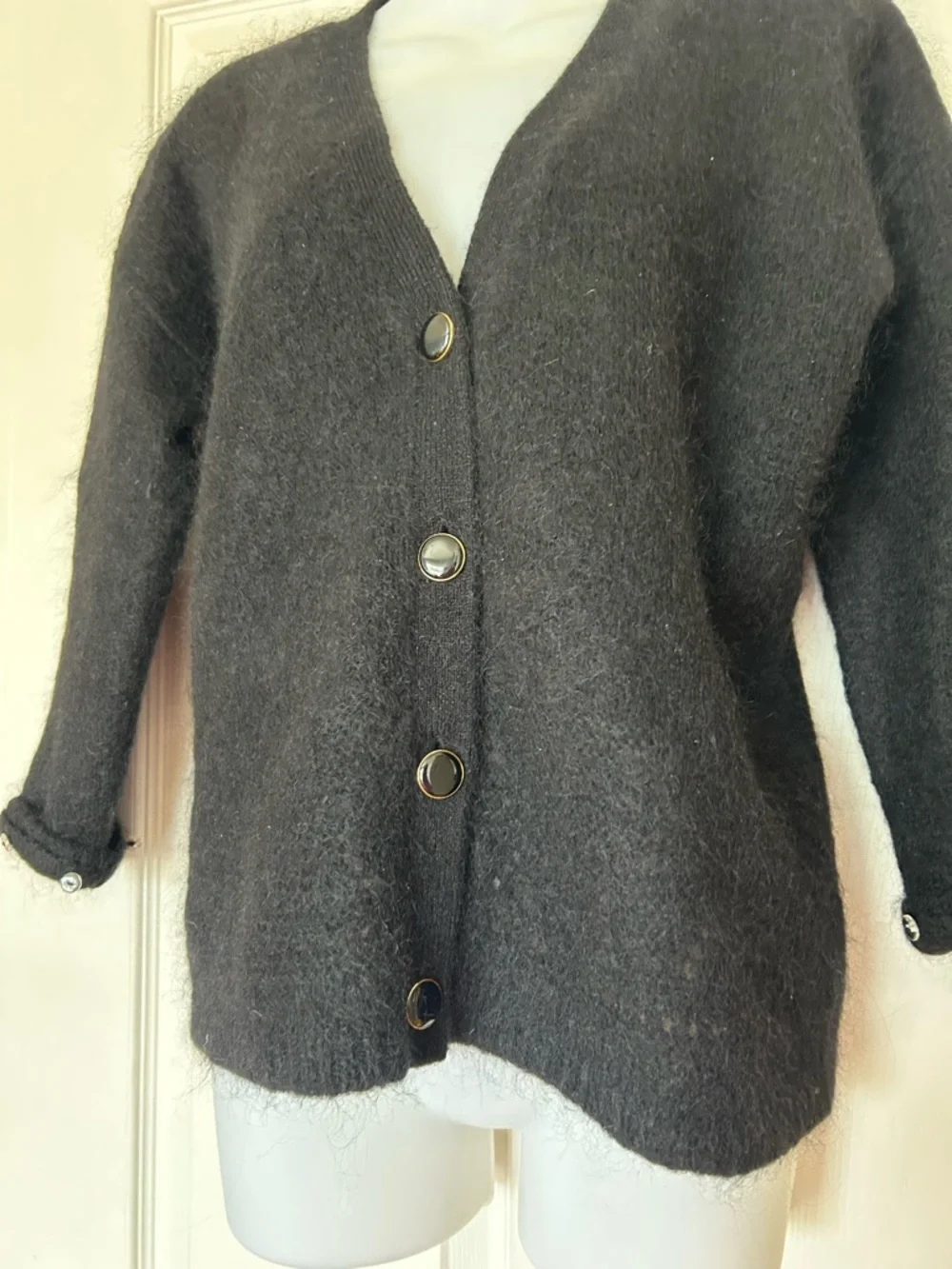 Sezane Black Mohair Wool Cardigan - Picture 4 of 11